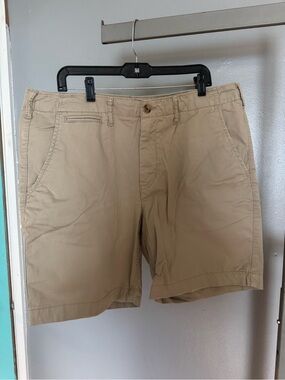 American Eagle Outfitters Men's Flat-Front Shorts in Light Khaki